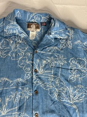 Kalaheo Hawaiian Shirt Made In Hawaii USA Blue Floral Aloha Camp Shirt Mens L